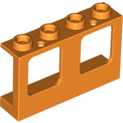 Window 1 x 4 x 2 Plane, Hollow Studs, Single Hole Top and Bottom for Glass