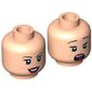 Minifig Head Mary Jane, Eyebrows, Eyelashes, Red Lips, Dimples, Smiling / Scared Print