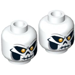 Minifig Head Taskmaster, Dual Sided, Skull Mask with Bright Light Orange Eyes, Skeleton Mouth Smile / Frown Print [Hollow Stud]