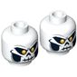 Minifig Head Taskmaster, Dual Sided, Skull Mask with Bright Light Orange Eyes, Skeleton Mouth Smile / Frown Print [Hollow Stud]