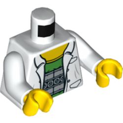 Torso Lab Coat with Pockets over Bright Green Shirt Print (Doc Ock), White Arms, Yellow Hands