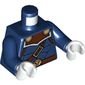 Torso Muscles Outline with Reddish Brown Belts with Gold Buckles Print, Dark Blue Arms, White Hands