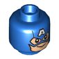 Minifig Head Captain America, 'A' on Forehead, Smile Print [Hollow Stud]