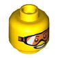 Minifig Head, Orange Goggles and Open Smile Print