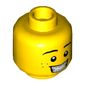 Minifig Head Blacktron Fan, Dual Sided, Eyebrows, Freckles, Smile with Teeth / Scared Open Mouth Print [Hollow Stud]