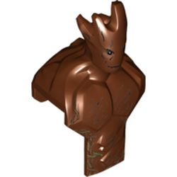 Large Figure Head and Upper Torso with Wood Grain and Leaves Print (Groot)