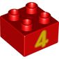 Duplo Brick 2 x 2 with Yellow '4' Print