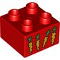Duplo Brick 2 x 2 with 4 Carrots Print