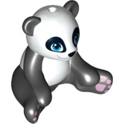 Animal, Panda Sitting with White Head and Belly and Blue Eyes Print