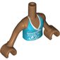 Minidoll Torso Girl with Medium Azure Top with White Trim, Medium Nougat Arms and Hands