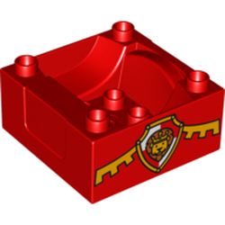 Duplo Train Cab / Tender Base with Bottom Tubes with Lion on Shield Print (No. 4)
