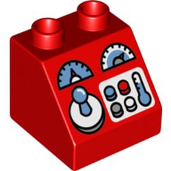 Duplo Brick 2 x 2 Slope 45° with Gauges, Joystick and Buttons Print