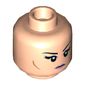 Minifig Head Karai, Dual Sided, Eyebrows, Eyelashes, Pink Lips, Cheek Lines, Frown / Angry Print [Hollow Stud]