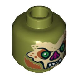 Minifig Head Mutated Dr. O'Neil, Bat with Fangs, Green Eyes and Magenta Nose Print [Hollow Stud]