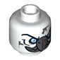 Minifig Head Voom Voom, Vulture with Dark Bluish Gray Beak and Mouth, Light Blue Eyes and Purple Sinew Patches Print [Hollow Stud]