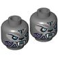 Minifig Head Stealthor, Dual Sided, Tiger with Fangs, Stripes and Light Blue Eyes, Neutral / Angry Print [Hollow Stud]