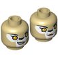 Minifig Head Li'Ella, Dual Sided, Lion Female with Orange Eyes and Black Nose, Neutral / Crooked Smile Print [Hollow Stud]