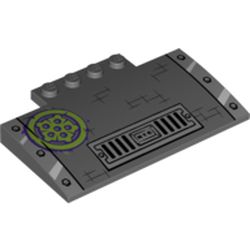 Slope Curved 5 x 8 x 2/3 with Sewer Grate and Rivets and Lime and Dark Purple Circle Print