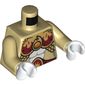 Torso Armor, Dark Red and Gold with Scales and Fire Chi Emblem Print, Tan Arms, White Hands