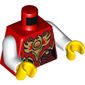 Torso Vest with Dark Red and Gold Armor with Scales and Fire Chi Emblem Print, White Arms, Yellow Hands