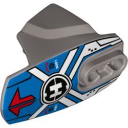 Large Figure Limb Cover, Size 5, Armor with Ball Joint Socket with Red Arrows, Blue Markings, and Hero Factory Logo Print