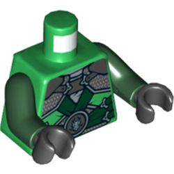 Torso Robe, Shoulder Armor with Dark Green Belts and Dragon Emblem Print, Dark Green Arms, Black Hands