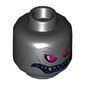 Minifig Head Overlord, Magenta Eyes, Purple Grin with Sharp Teeth, Gold Vertebra on Back Print