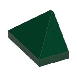 LEGO part 15571 END RIDGED TILE 1X2/45° in Earth Green/ Dark Green