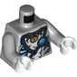 Torso Tiger Fur with Chains, Spiked Collar, Padlock and Blue Round Jewel (Chi) Print, Light Bluish Gray Arms, White Hands