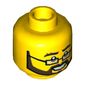 Minifig Head, Rectangular Glasses, Black and Brown Beard and Moustache, Bushy Eyebrows, Open Smile Print [Hollow Stud]