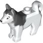 Animal, Dog, Husky with Black Eyes, Black Nose Print and Marbled Dark Bluish Gray Ears and Back Pattern