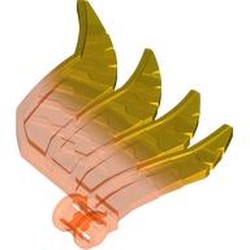 Large Figure Wing, Feathered with Axle Hole and Marbled Trans-Yellow Pattern