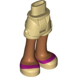 Minidoll Hips and Shorts with Medium Nougat Legs and Magenta Stripe on Shoes Print