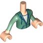 Minidoll Torso Boy with Light Nougat Arms and Hands with Sand Green Hoodie with White Shirt Underneath, and Sand Green Sleeves Print