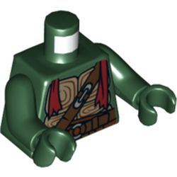 Torso Turtle Shell with Dark Brown Belts, Silver Buckles and Dark Red Scarf Print, Dark Green Arms and Hands