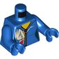 Torso Jumpsuit with Zipper, White and Gold Markings and Classic Space Logo Print, Blue Arms and Hands