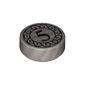 Tile Round 1 x 1 with Black Coin Print with 5 Mark