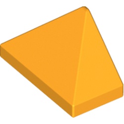 LEGO part  END RIDGED TILE 1X2/45° in Flame Yellowish Orange/ Bright Light Orange