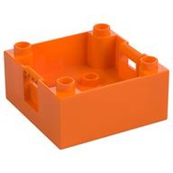 Duplo Container Box 4 x 4 with Studs on Corners with Airplane on Cloud and Dark Blue Stripe Print