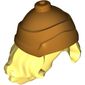 Hair and Hat / Helmet, Long Wavy with Gold Greek Soldier Helmet Pattern