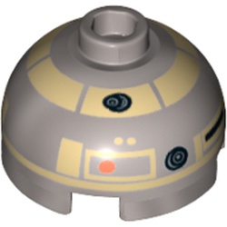Brick Round 2 x 2 Dome Top, Hollow Stud with Tan Astromech Droid Print