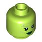 Minifig Head Gamora, Dual Sided, Silver Lines, Dark Green Lips, Open Mouth Smile / Angry Print [Hollow Stud]