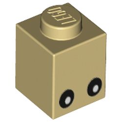 Brick 1 x 1 with Eyes Black with White Pupils Print