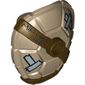 Minifig Neckwear Turtle Shell with Stud with Dark Brown Horizontal and Diagonal Belt with Words 'Mikey was Here!' and Silver Patches Print