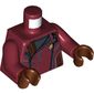 Torso Jacket with Silver Side Buttons and Gold Badge Print, Dark Red Arms, Reddish Brown Hands