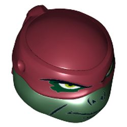 Minifig Head Special, Ninja Turtle with Dark Red Mask, Closed Mouth Print (Raphael)