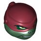 Minifig Head Special, Ninja Turtle with Dark Red Mask, Open Mouth Print (Raphael)