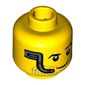 Minifig Head Space Miner, Beard Stubble, Raised Left Eyebrow, Headset and Smile Print