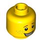 Minifig Head Pizza Delivery Man, Open Mouth Smile with Teeth and Braces, Freckles Print
