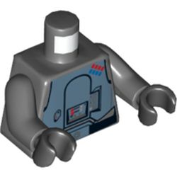 Torso Armor, Sand Blue Breastplate with Blue and Red General Insignia Print (General Veers), Dark Bluish Gray Arms, Black Hands